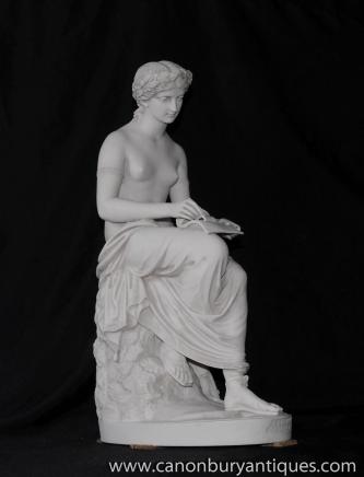 Italian Stone Figurine Corinna Lyric Muse Roman Classical Myth